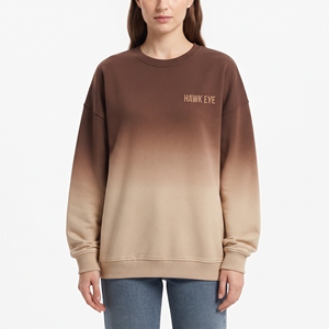 Women's Two Color Fleece Sweatshirt <b>Ombre</b> Gradient Round Neck Long Sleeve Casual Cotton Pullover Winter <b>Top</b> - Product Image 5