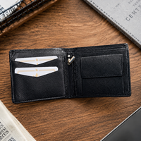 Dompet Pendek Unisex Kulit Asli dengan Penutup Gesper Pola Benang Tahan Lama Vintage untuk Bisnis & Penggunaan Sehari-hari Tempat Kartu