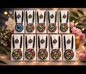 Ethnic Geometric Necklace and Earring <b>Set</b> for Women Resin Jewelry Gift Fashion Jewelry <b>Sets</b> - Product Image 1