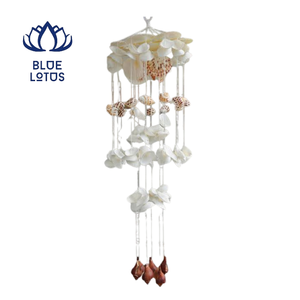 Molino de Viento de Conchas Marinas Naturales, Hecho a Mano, Estilo Playa, Decoración Colgante para Hogar, Jardín, Patio, Regalos, Modelo BLUE LOTUS FARM - Product Image 1