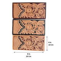 Dompet penyimpan uang kulit asli Tooled tangan dekoratif buatan tangan untuk pria dompet kartu kredit kualitas Premium terlaris