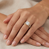 Bague de fiançailles S Virvadiya en or jaune 14 carats avec diamant de laboratoire taille coussin, sertie à griffes, en or massif, bijoux fins classiques pour femme