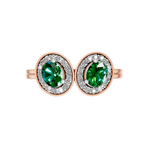 แหวนมรกตและเพชรคู่ที่สง่างาม14K/18K ทอง IGI ได้รับการรับรอง OEM ODM สำหรับงานแต่งงาน - Product Image 3