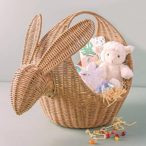 Cesta de almacenamiento de ratán con forma de conejo, contenedor de regalo, cestas infantiles al por mayor para las fiestas de Pascua - Product Image 1