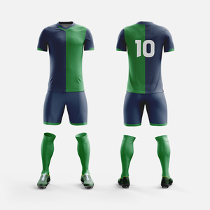 ชุดฟุตบอลสั่งทำพิเศษ สีกรมท่า-เขียว เสื้อเจอร์ซีย์ กางเกงขาสั้น ถุงเท้า ชุดกีฬา สำหรับฝึกซ้อม แข่งขัน และทีมกีฬา - Product Image 1