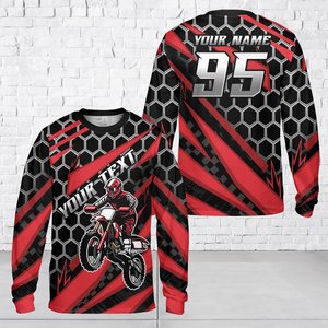 Camiseta Personalizada de Manga Larga para Motocross, Diseño Hexagonal, para Jóvenes y Adultos, con Nombre de Piloto, para Motocross, MX, ATV, Enduro, Jersey de Carreras 3D OEM para Niños - Product Image 6