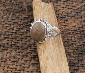 Bague en unakite naturelle, argent sterling 925, pierre précieuse rose et verte, bague du chakra cardiaque, cadeau spirituel pour femmes - Product Image 4