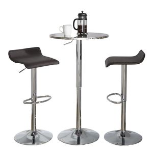 Conjunto de Barra de Bar Contemporáneo de 3 Piezas, Color Plateado Cromado, Marrón Cerveza, PVC, Reposapiés Ovalado - Product Image 1