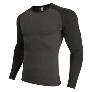 Vente en gros de rashguards à manches longues pour hommes avec logo personnalisé, compression, UPF50+, respirant, séchage rapide, fitness, gym, spandex, polyester, automne - Product Image 3
