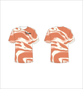 Custom Short Sleeve Sublimation T <b>Shirt</b> Lightweight Athletic Apparel With <b>Peach</b> And White Abstract Liquid Swirl Pattern Bulk - Product Image 1