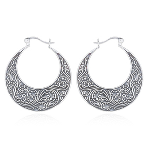 Mystic Antique Bohemia Women's 925 Sterling <b>Silver</b> <b>Hoops</b> - Product Image 1