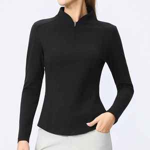 Vêtement de sport actif pour femme, coupe ajustée, en nylon et élasthanne, avec fermeture éclair quart de tour et ourlet incurvé, qualité internationale supérieure - Product Image 2