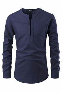 <b>Men</b> Long Sleeve V Neck T-Shirt Solid Color Knitted Casual <b>Stretch</b> 220g Loose Fit Plain Dyed - Product Image 3