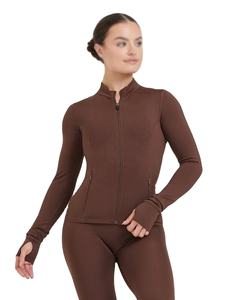 Venta caliente chaquetas de invierno con cremallera para mujer Slim Fit Tight manga larga gimnasio Tops personalizado Fitness deportes prendas de vestir de talla grande impreso - Product Image 1