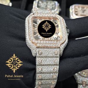 Montre de luxe Pahal Jewels, vintage, chiffres romains, diamants, boîtier carré 40 mm, analogique, quartz, montre pour femme, bracelet en acier inoxydable - Product Image 2