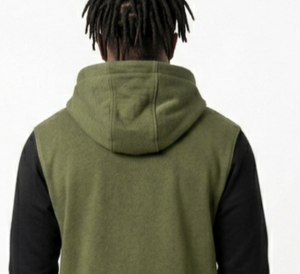 Gilet sans manches à capuche vert olive pour homme, en molleton tricoté, coupe droite, couleur unie, style décontracté pour l'automne - Product Image 5