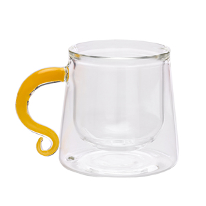 Tasse à café à double paroi en verre borosilicaté de 220ml fabriquée à la main tasse en céramique isolée à base plate pour boire du café - Product Image 2