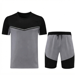 Men's Summer Quick Dry Athletic <b>Set</b> Breathable <b>Mesh</b> Short Sleeve T-Shirt and Shorts Sports Training Suit - Product Image 2