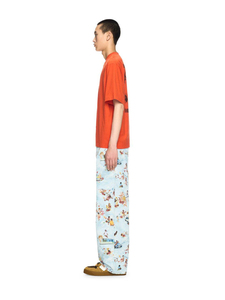 Men's Oversized <b>Orange</b> Cotton <b>T</b>-<b>Shirt</b> Short Sleeve O-Neck Casual Solid Color Jersey Knit Plain Dyed Fit - Product Image 3