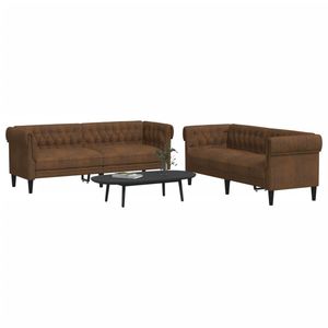 Juego de Sofás de Madera Maciza con Espuma, 100% Poliéster con Contrachapado, Color Marrón, para Sala de Estar - Product Image 1