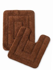 Ensemble de 2 tapis de bain en coton 100% tufté – Ensemble de tapis de salle de bain doux et absorbant – Ensemble de 2 tapis de bain en coton tufté de luxe – Antidérapant - Product Image 2