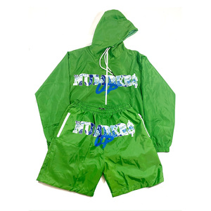 100% Cotton Breathable Quick Dry Water Resistant High Plus Size Fleece Lining Windbreaker Jacket Track Suit Set - Product Image 6