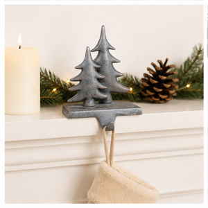 Heavy Duty Cast <b>Iron</b> Christmas Tree Stocking Holder Rustic Antique Brown Mantel Hanger Hook Durable Weighted Base For Holiday - Product Image 6