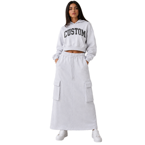 Ensemble coordonné Y2K pour femme : Sweat à capuche et pantalon cargo long en molleton brossé délavé, vente en gros OEM - Product Image 5