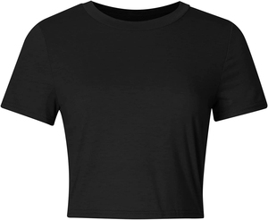 Vente en gros d'usine, t-shirt court pour femme, col montant, coupe ajustée, avec logo personnalisé, tissu velours, fabriqué au Pakistan - Product Image 1