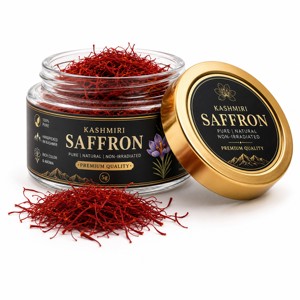 Azafrán de Cachemira Mongra 100% Puro de Primera Calidad, Hebras de Azafrán Rojo Recogidas a Mano para Té, Leche, Postres, Repostería y Alimentos Funcionales - Product Image 1