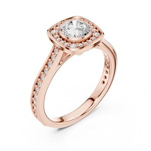 แหวนทองคำ 14K โรสโกลด์ ประดับเพชรทรงกลมเพาะเลี้ยงในห้องปฏิบัติการ สำหรับผู้หญิง สวมใส่ได้ทุกวัน |   เพชรที่เพิ่งเพาะเลี้ยง - Product Image 4