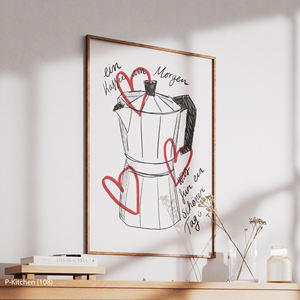 Art mural sur toile pour la cuisine, affiche illustrée d'une cafetière dessinée à la main, décoration murale artistique pour la cuisine - Product Image 4