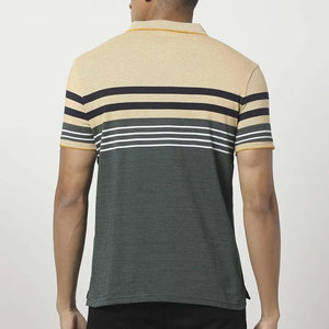 Polo en tricot rayé à manches courtes pour homme, personnalisable avec votre propre logo, design bicolore, coupe classique - Product Image 3