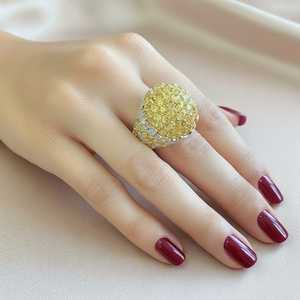 Ball Shapes Yellow Round Cut Moissanite Gemstone Unique <b>Dome</b> <b>Ring</b> 925 Silver Fine Special Days Gift Jewelry For Friends - Product Image 3