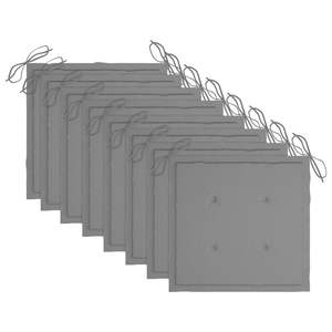 8 sillas de patio de madera maciza de Acacia con cojines grises. - Product Image 6