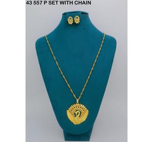 Gold Plated Designer Dubai Jewelry Pendant Chain African <b>Bridal</b> Necklace Saudi Arabia for Women Wedding Jewelry Pendant set - Product Image 4