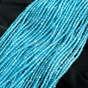 Cuentas redondas microfacetadas de calcedonia azul natural de 2 mm, cuentas de calcedonia azul para la fabricación de joyería, venta al por mayor, corte de diamante facetado - Product Image 4