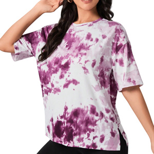 Custom Logo Womens Tie Dye T Shirts Stylish Casual Streetwear Apparel Soft Cotton <b>Tops</b> For Brand Promotion - Product Image 1