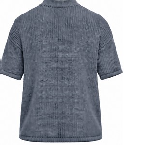 Camiseta de punto gris carbón para hombre, manga corta, cuello redondo, texturizada, informal, personalizada, estilo urbano, moda de verano, venta al por mayor - Product Image 2