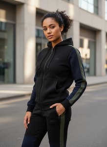 Ensemble de survêtement personnalisé pour homme, sweat à capuche zippé et pantalon de jogging, deux pièces, sportswear patchwork, tenue décontractée athlétique pour le jogging - Product Image 5