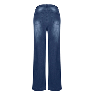 Jean en denim blanc vintage taille haute coupe droite écologique respirant pour femme, décontracté, longueur intégrale, 100 % coton, délavage clair - Product Image 6