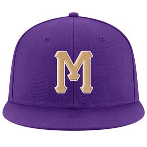 <b>Purple</b> 6-Panel Snapback Cap with Gold White Embroidery Unisex Casual Adjustable <b>Hat</b> for Adults - Product Image 2
