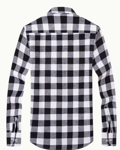 Chemise en flanelle à carreaux noirs et blancs à manches longues en coton, vêtement décontracté, taille adulte, Hardihood International - Product Image 6