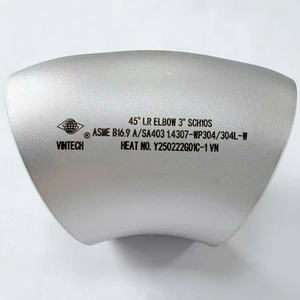 Coude à long rayon de 45 degrés en acier inoxydable ASA403 304 304L 316 316L, norme ASME B169 du Vietnam, raccord de tuyauterie de 1/2 à 12 pouces, connexion par soudage - Product Image 1