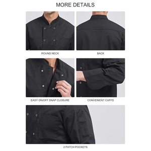 เสื้อเชฟสำหรับผู้ชาย ระบายอากาศได้ดี สวมใส่สบาย ผลิตโดยซัพพลายเออร์ รับทำโลโก้และขนาดตามสั่ง สำหรับใช้ในร้านอาหาร - Product Image 6
