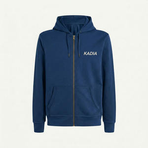 Sweat-shirt à capuche homme en coton lourd de haute qualité 450 GSM, bleu marine, fermeture éclair, personnalisable avec logo, streetwear. - Product Image 6