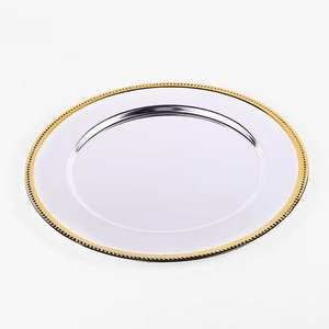 จานรองโลหะทนทานนำกลับมาใช้ใหม่ได้ ขอบสีทอง สำหรับงานเลี้ยง โรงแรม และโต๊ะงานแต่งงาน - Product Image 3