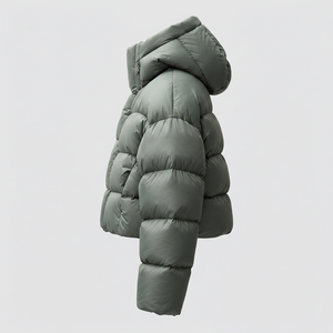 Kapuzen-Steppjacke Unisex Kurz Baumwollgefüllt Winddicht Reißverschluss Patchwork Buchstaben-Design Vorne Einfarbig Lässig - Product Image 2