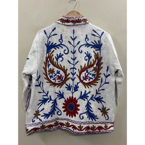 Chaqueta de Invierno de Algodón con Bordado Floral para Mujer, Cuello Mandarín, Manga Larga, Frente Abierto, Diseño Hecho a Mano, Chaqueta SUZANI TNT - Product Image 3