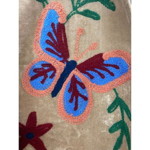 Hand Embroidered Velvet Knitted Cotton <b>Jacket</b> Women <b>Mandarin</b> <b>Collar</b> Full Sleeve Floral Pattern Open Front Prairie Winter/Spring - Product Image 4